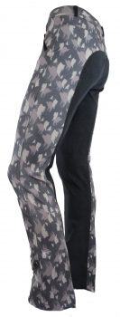 Damen Jodhpurreithose  "Camouflage Print" in Grau-schwarz